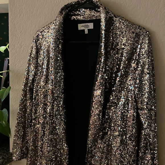 Gold Sequin Blazer J03 - Picture 3 of 4